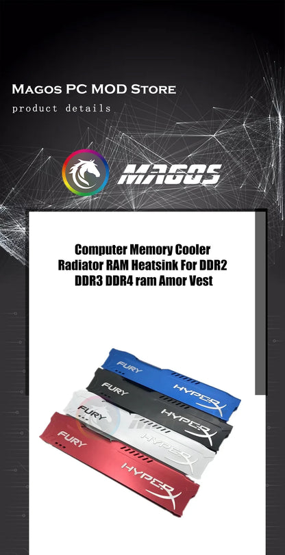 RAM Heatsink DDR2 DDR3 DDR4 Armor For Computer Memory Cooler Radiator,Water Cooling Vest White Blue Black Red