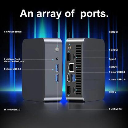 MINI PC Intel Core i9 10980HK Windows 11 Pro 16GB 32GB RAM 2TB SSD WIFI6 BT5.2 4K HD Mini Gaming Office Study Desktop Computer