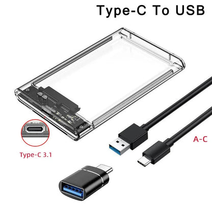 USB 3.0/Type C to SATA III Hard Disk Case for 2.5