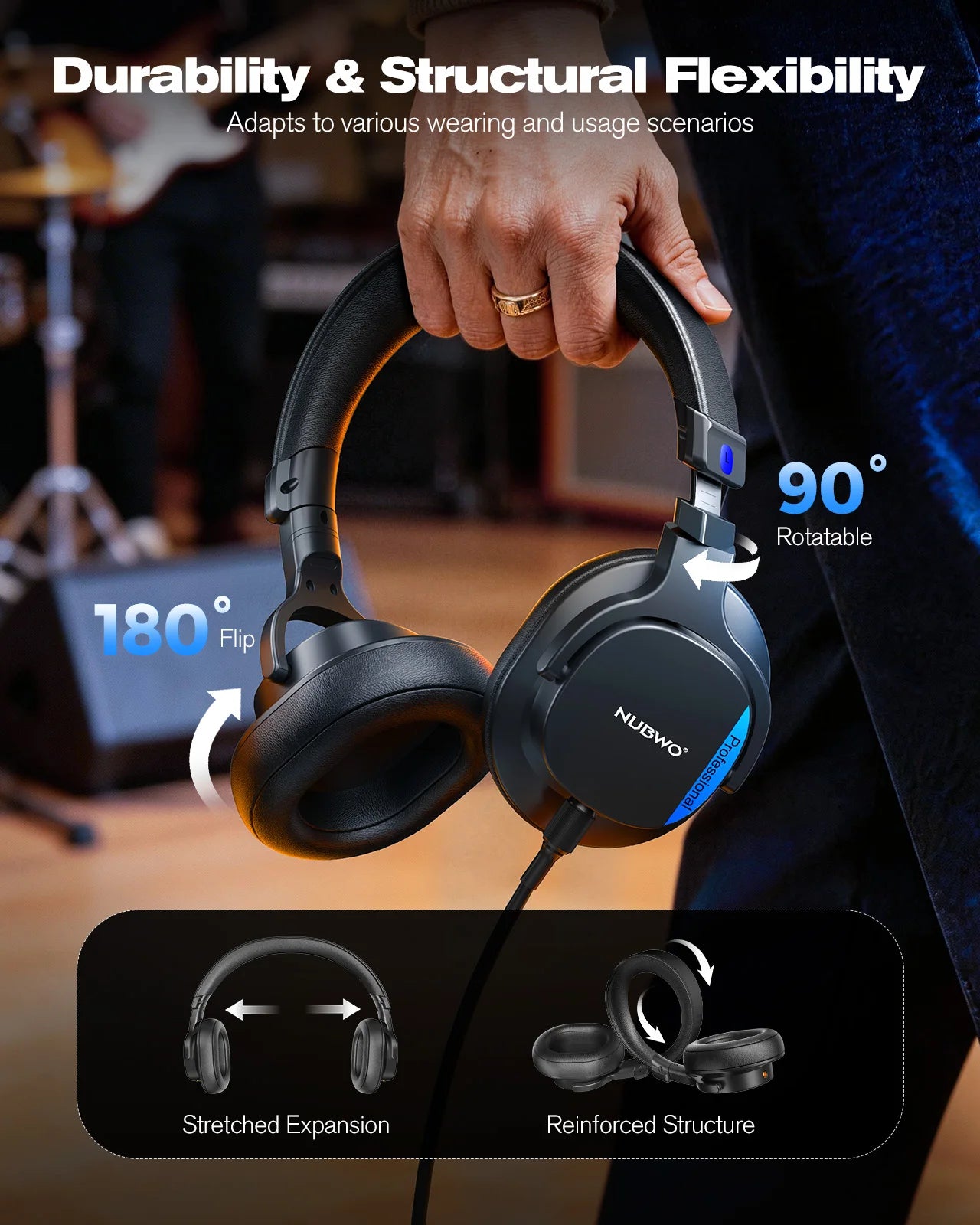 NUBWO Studio Headphones Wired