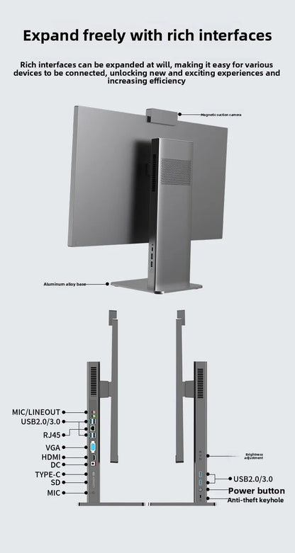 High End Ultra Intel I7 Cpu Thin All in One Computer PC Home Office Game Desktop Computer Full Set for Commercial and Home Use