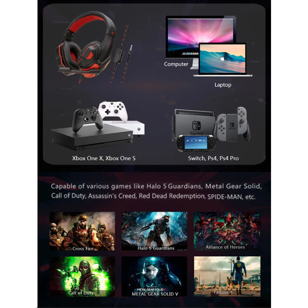 Gaming Headphones 3.5MM Wired PC