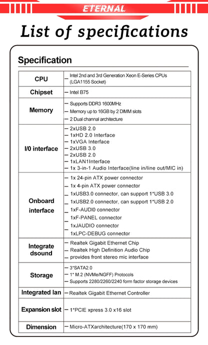SOYO B75M DDR3 AX Motherboard I5 2400CPU 16G RAM=8G*2 Intel  LGA1155 Kit xeon Computer com Game Mainboard PCIE3.0x8 M.2 SATA2.0