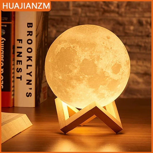 Moon Lamp LED Night Light Battery Powered With Stand Starry Lamp For Bedroom Decor Night Lights Kids Gift Moon Lamp