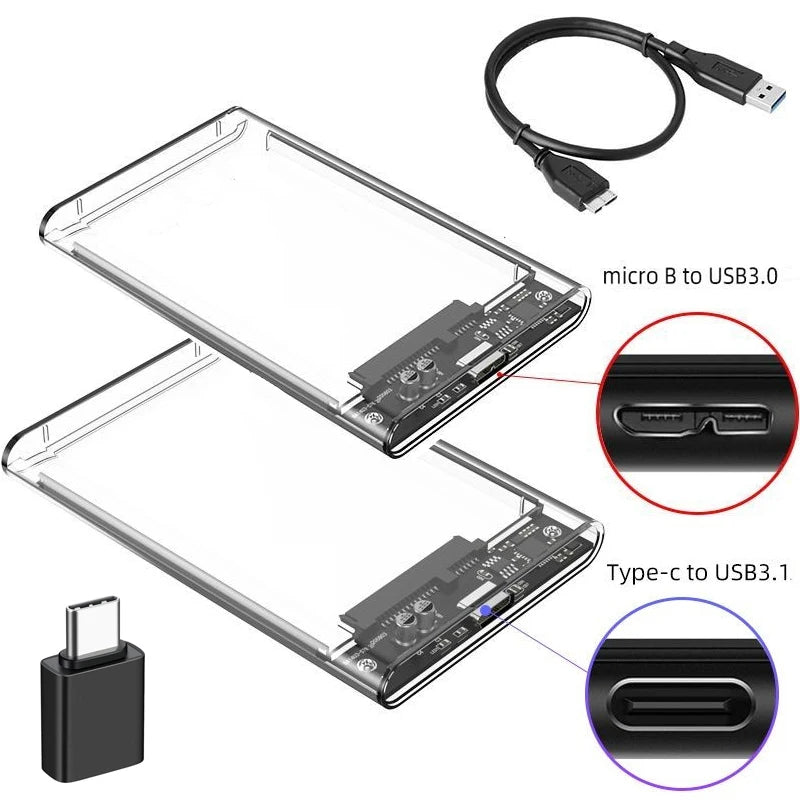 USB 3.0/Type C to SATA III Hard Disk Case for 2.5