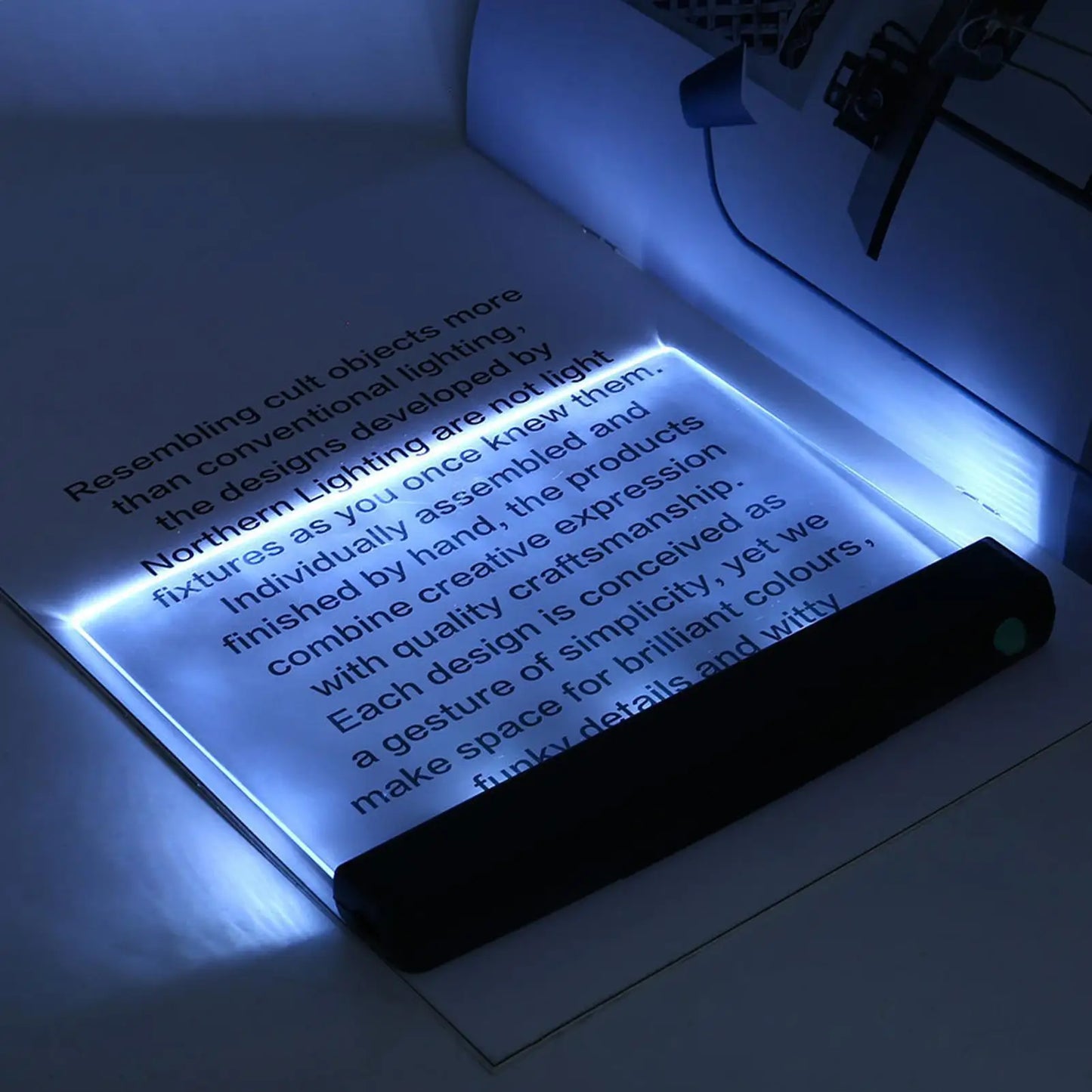 LED Page Book Light Smart Book Page Illuminator Reading Lights Clear Flat Reading Lights for nighttime reading