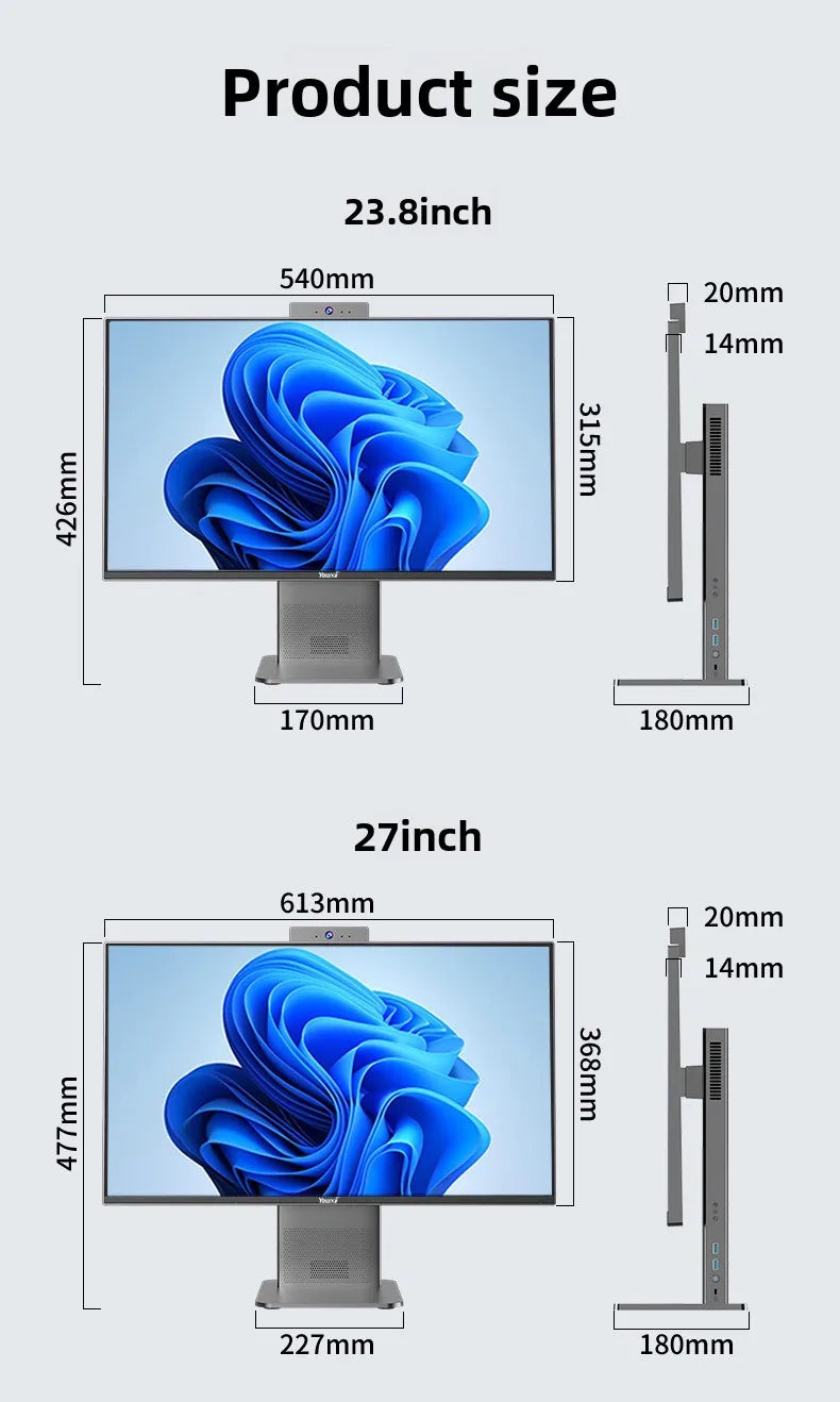 High End Ultra Intel I7 Cpu Thin All in One Computer PC Home Office Game Desktop Computer Full Set for Commercial and Home Use
