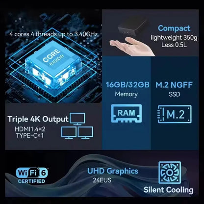 Intel i9-10980HK Strong Performance Mini PC 32GB Large RAM 1TB Fast SSD Win11 Pro 4K Gaming Office Household Computer