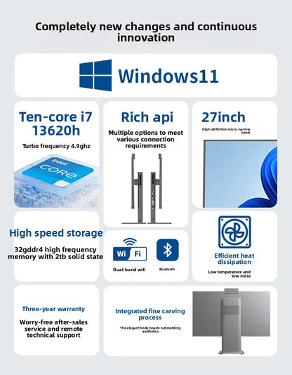 High End Ultra Intel I7 Cpu Thin All in One Computer PC Home Office Game Desktop Computer Full Set for Commercial and Home Use