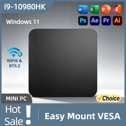 MINI PC Intel Core i9 10980HK Windows 11 Pro 16GB 32GB RAM 2TB SSD WIFI6 BT5.2 4K HD Mini Gaming Office Study Desktop Computer