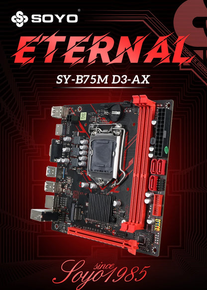 SOYO B75M DDR3 AX Motherboard I5 2400CPU 16G RAM=8G*2 Intel  LGA1155 Kit xeon Computer com Game Mainboard PCIE3.0x8 M.2 SATA2.0